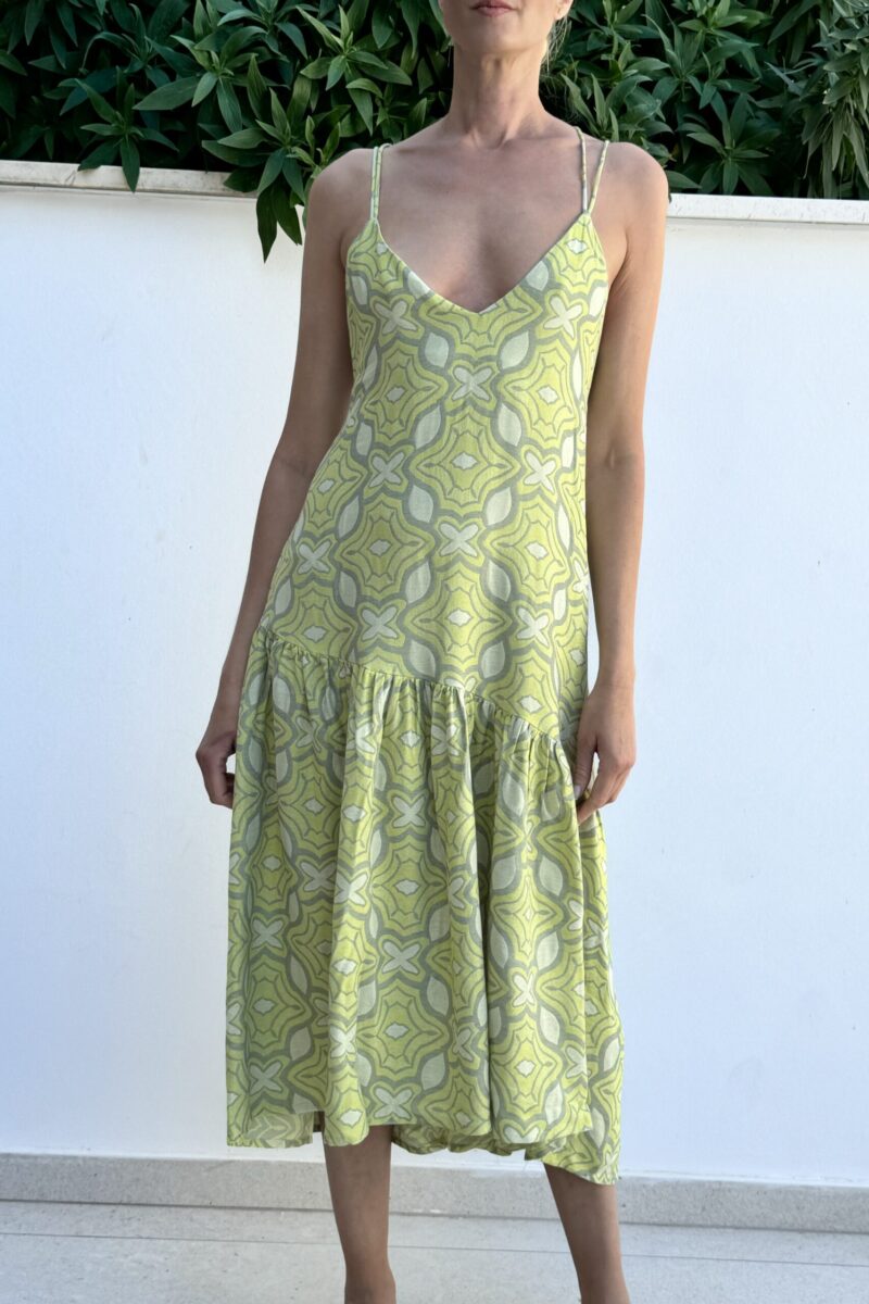 MARIAN DRESS | GREY YELLOW JACQUARD