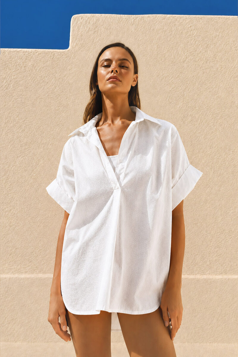 FELICITY SHIRT | WHITE FISHBONE